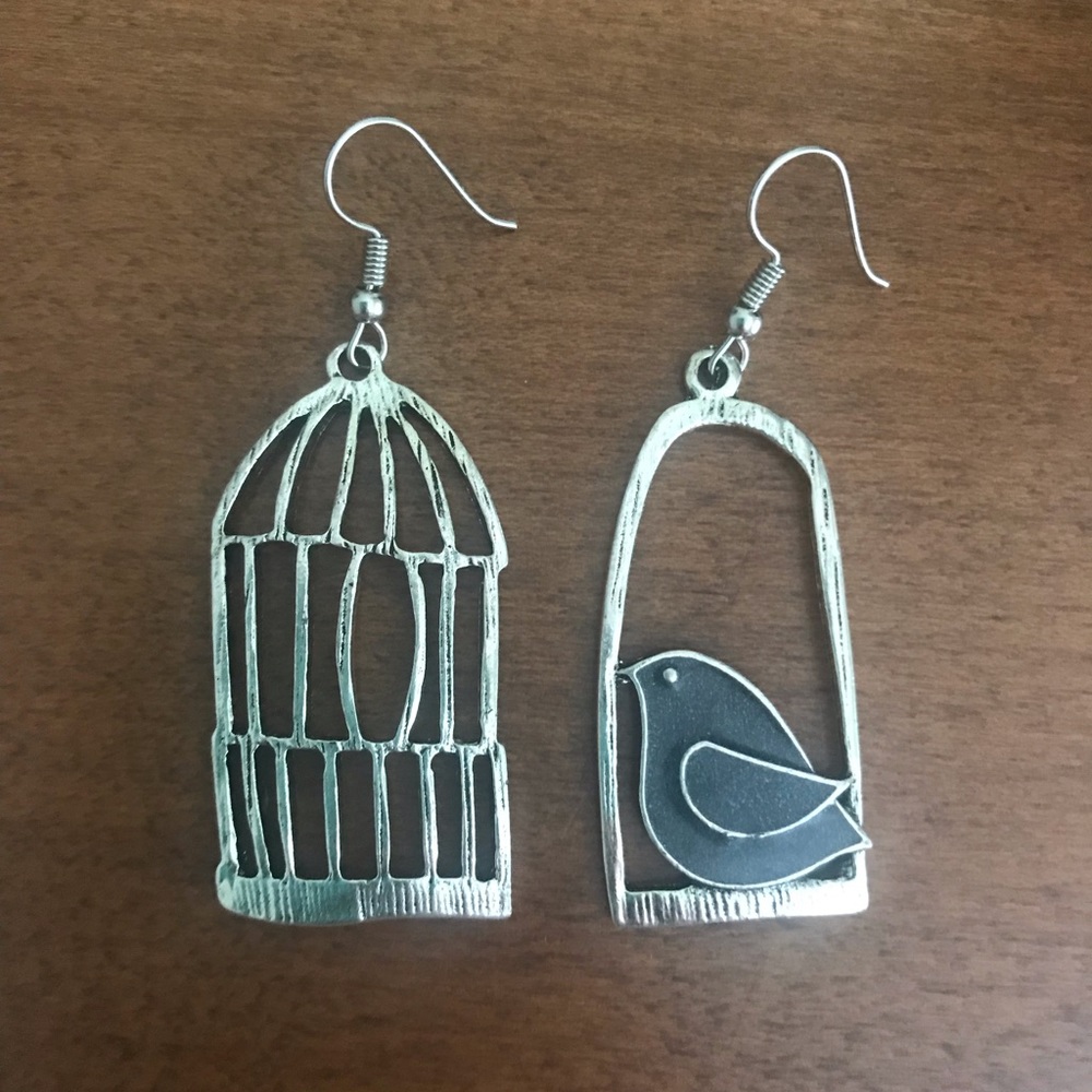 Brand new, whimsical bird cage earrings
